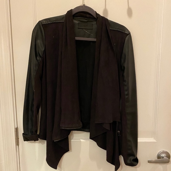 Blank NYC Leather & Knit Drape-Front Jacket - Picture 2 of 5